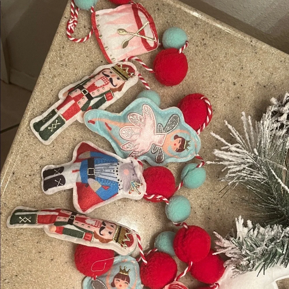 Whimsical Nutcracker and Ballerina Garland - Red and Blue